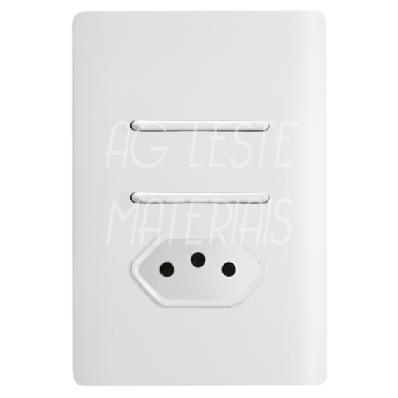 Conjunto Interruptor Duplo Paralelo + Tomada 20A 4x2 - Novara Branco Total